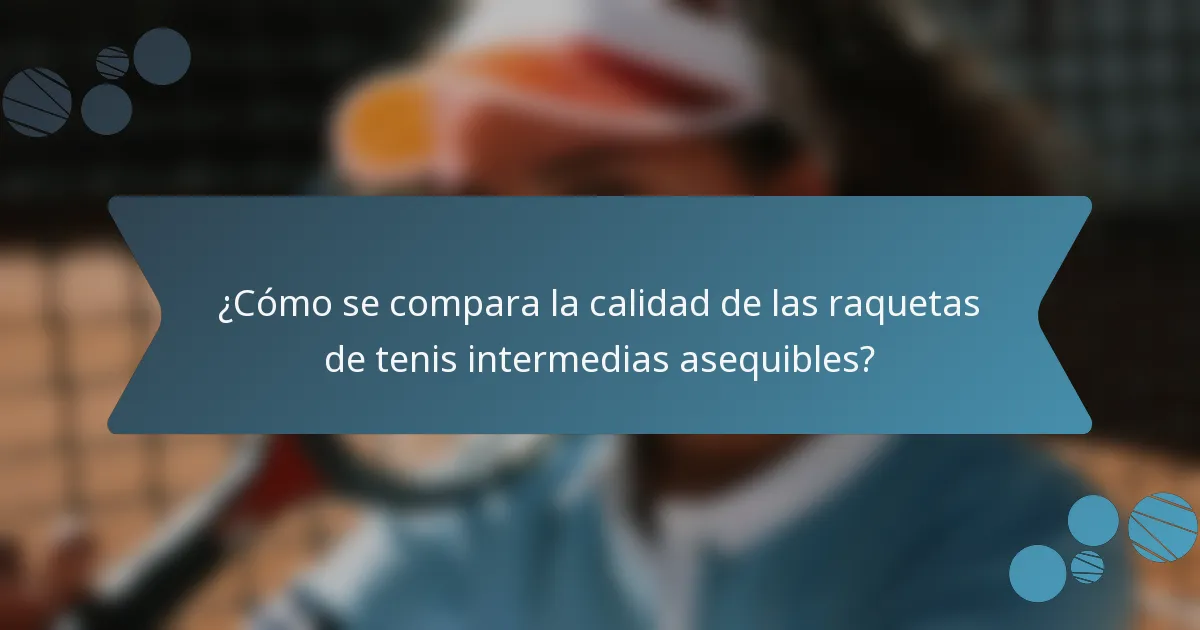 ¿Cómo se compara la calidad de las raquetas de tenis intermedias asequibles?