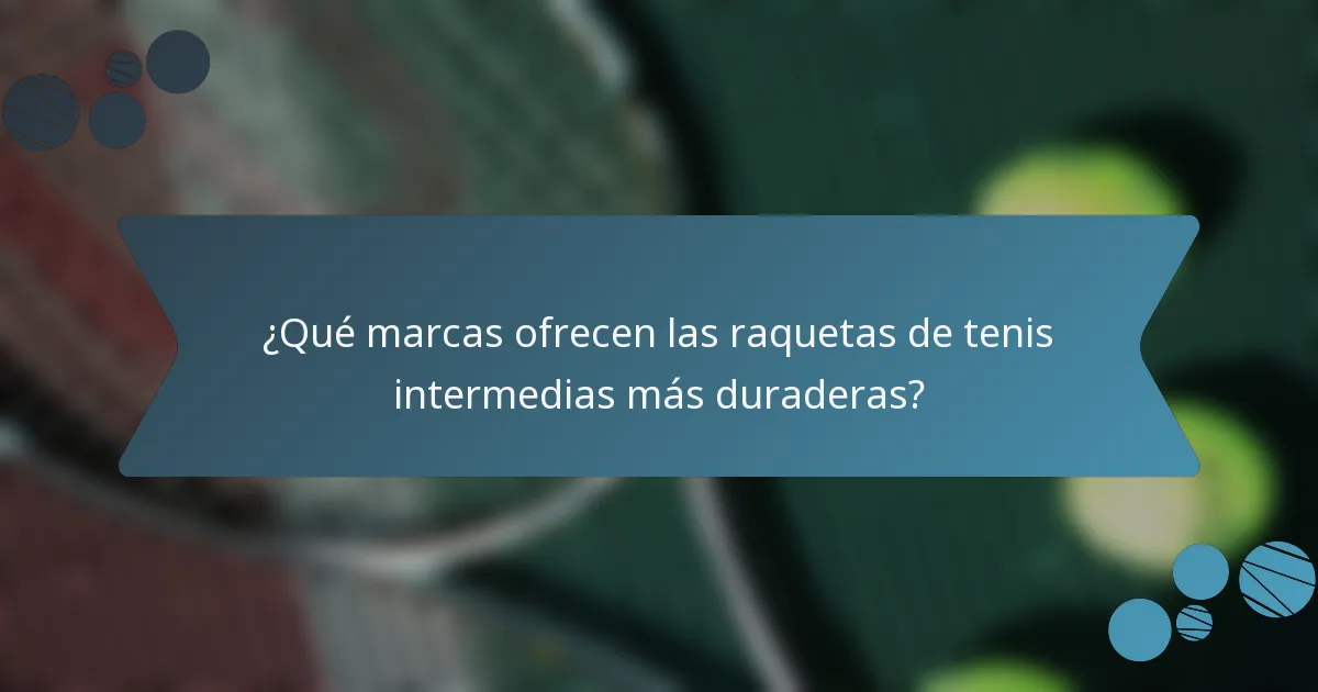 ¿Qué marcas ofrecen las raquetas de tenis intermedias más duraderas?