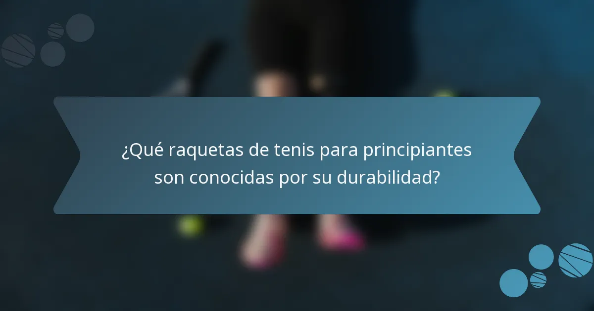 ¿Qué raquetas de tenis para principiantes son conocidas por su durabilidad?